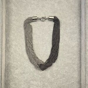 Elegant Silver and Black Mesh Necklace